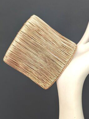 Wide golden wire wrapped cuff bracelet